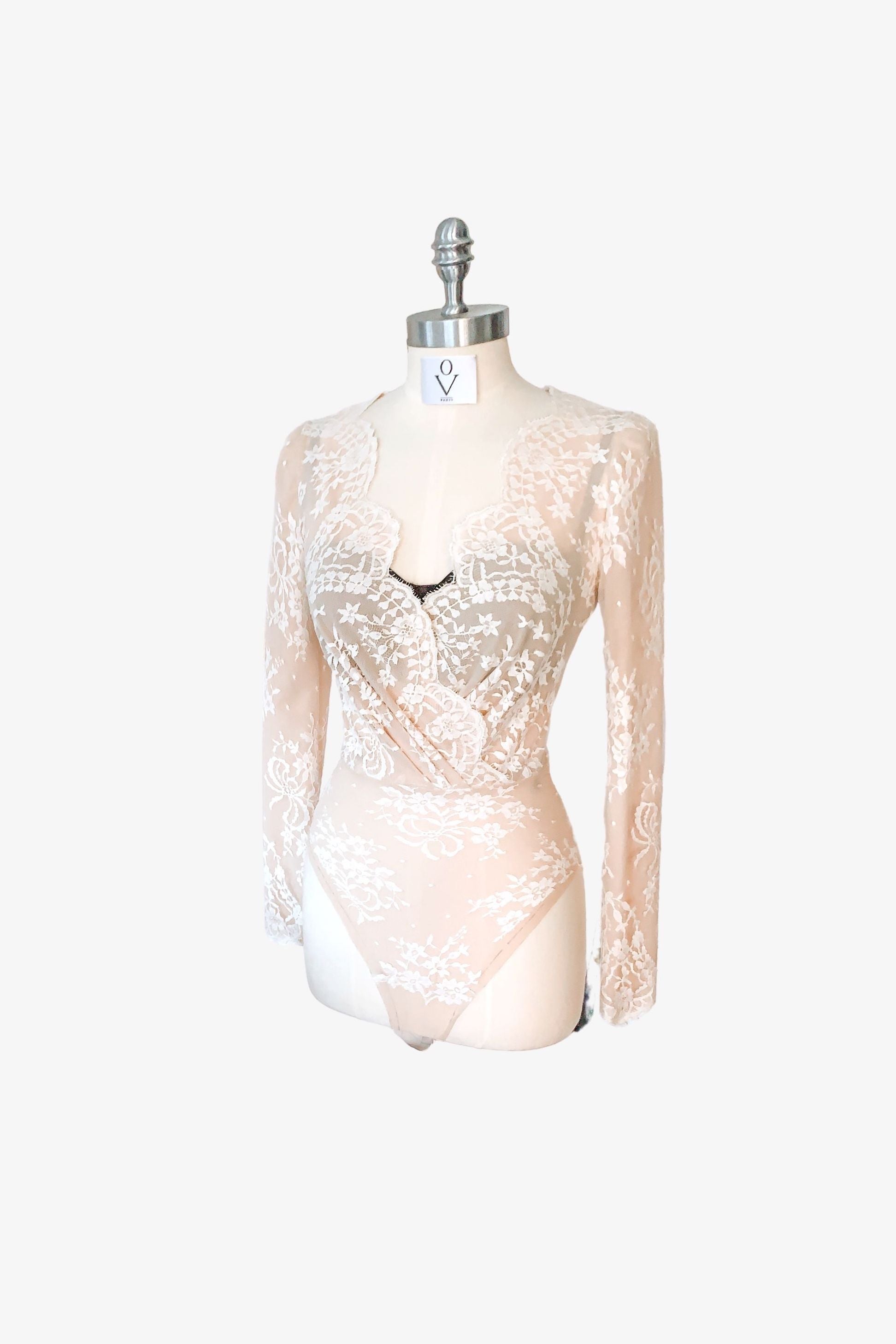 Asteria Long Sleeve Lace Bodysuit White